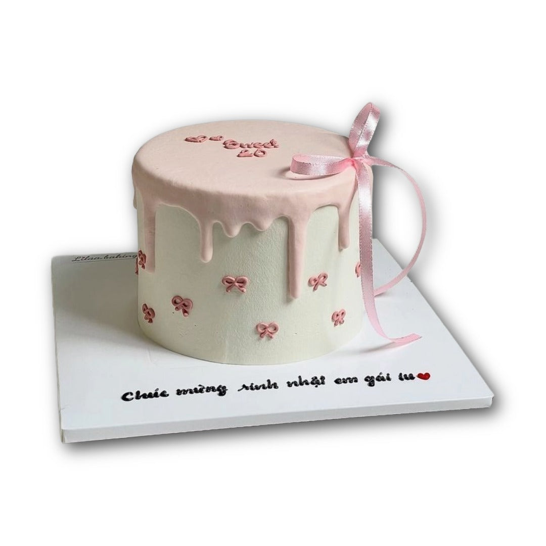 Pink Drip Bow Cake  | Kool Cakes