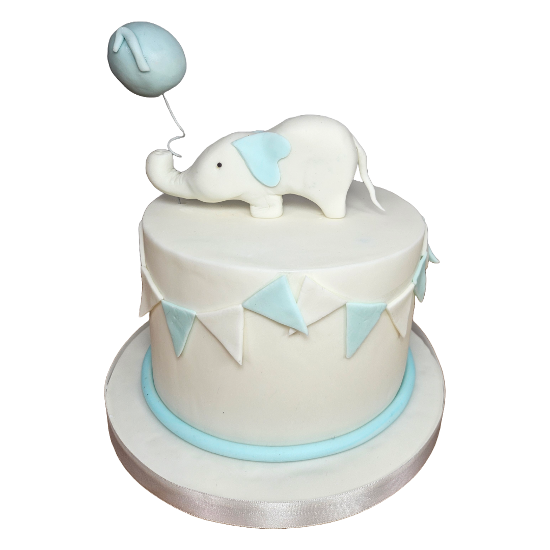 1st Birthday Cake with Elephant Topper | Kool Cakes