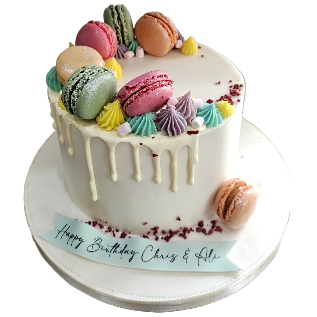 Macaron Cascade Drip Cake | Kool Cakes