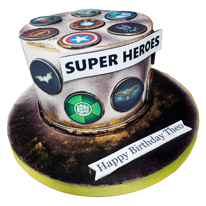 Super Heroes Sticker Cake | Kool Cakes