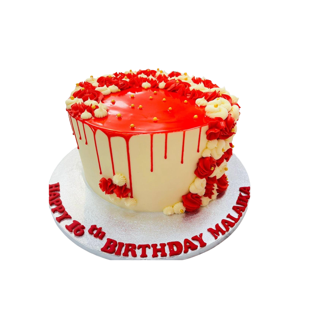 Red Drip Rose Cake | Buttercream Cake