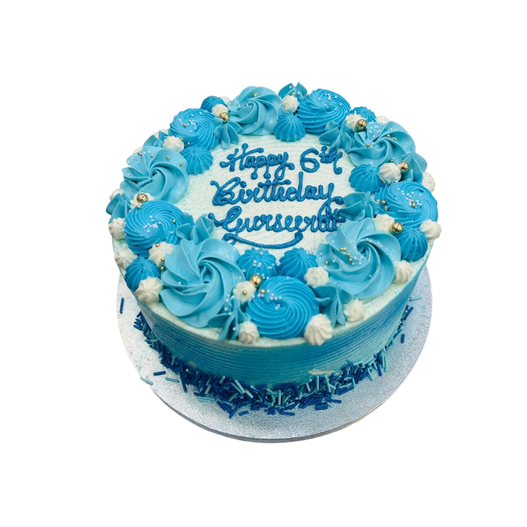 Sky Blue Swirl Cake| Fresh Cream Cake